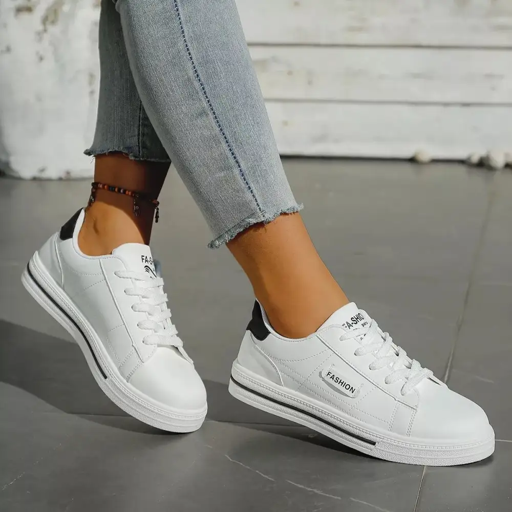 Textured Lace-Up Casual Sneakers