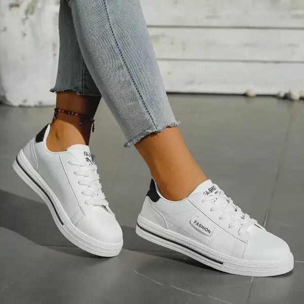 Textured Lace-Up Casual Sneakers