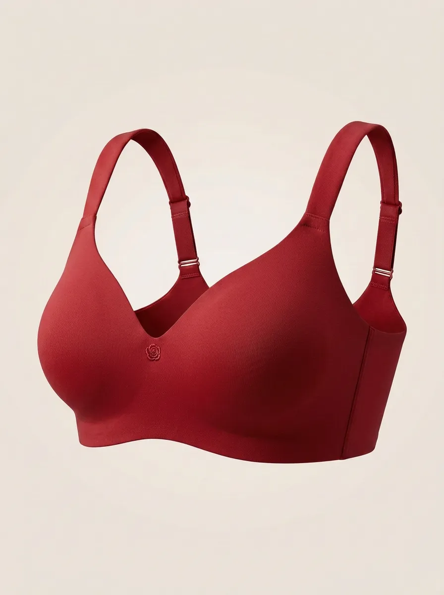 Women's Seamless Embroidered Molded-Cup Wide-Strap Bra