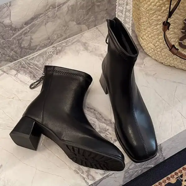 Everyday Square Toe Block Heels Boots