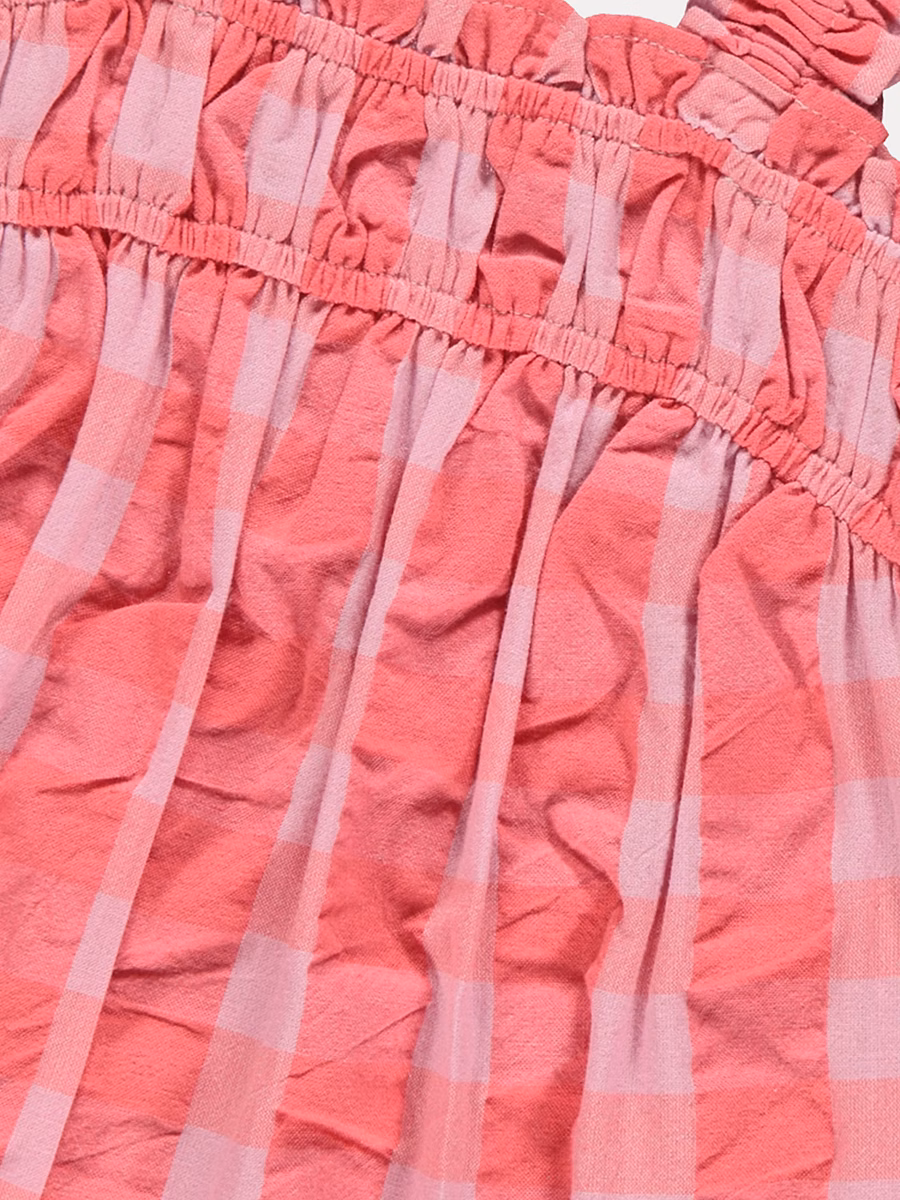 Pink Frill Gingham Check Dress detail 1