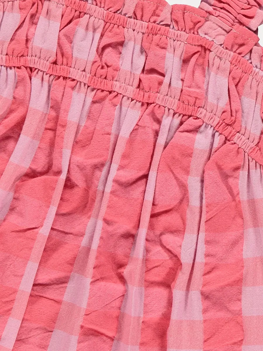 Pink Frill Gingham Check Dress