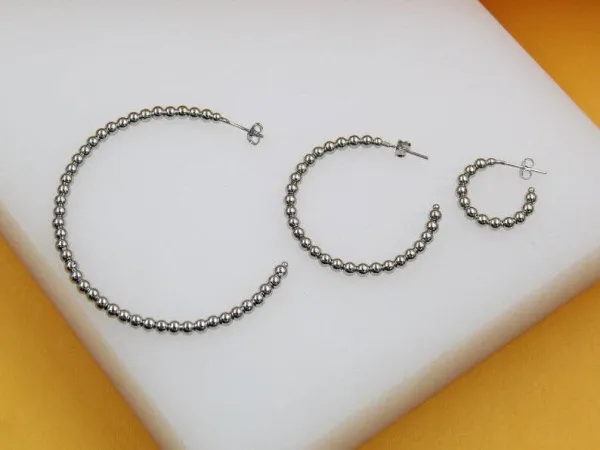Bead Link Open Hoop Earrings