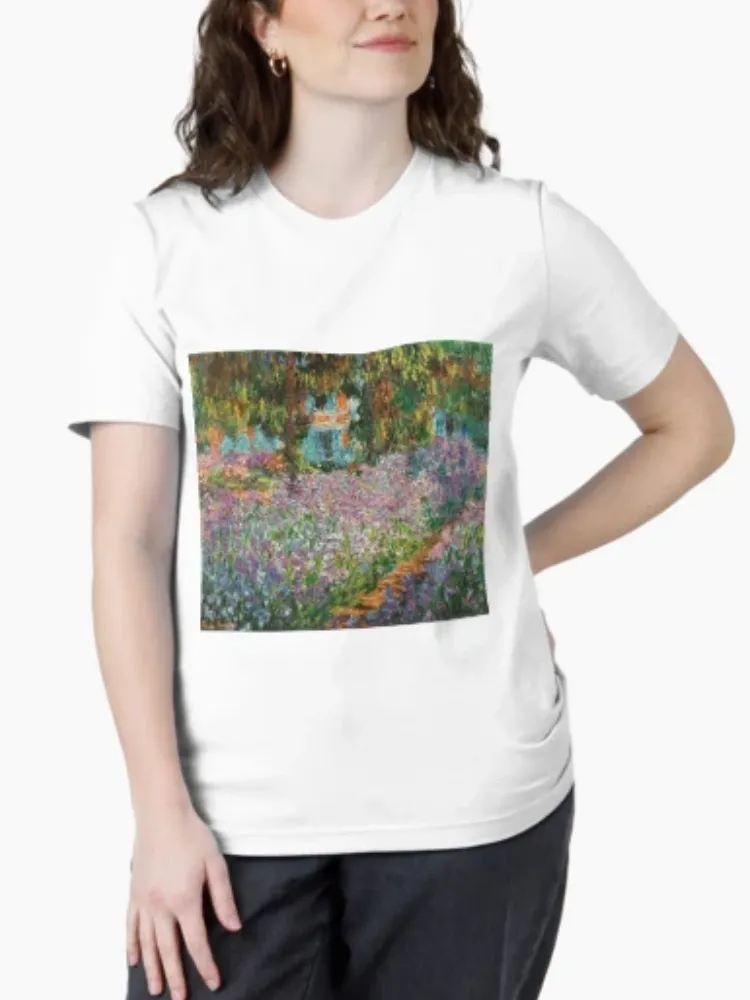 Women's Oil Painting Print Round-neck Short-Sleeve T-Shirt