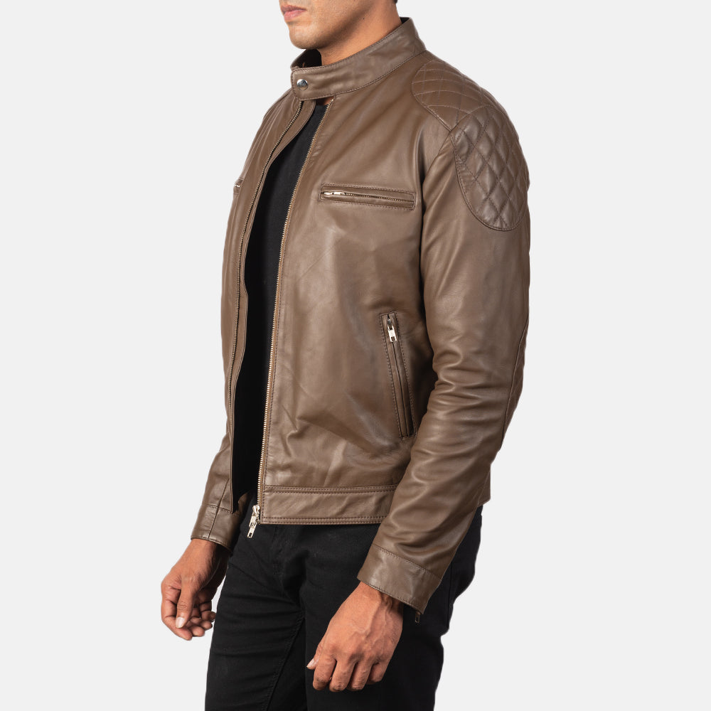 Men's Rugged Field Style Biker Leather Jacket