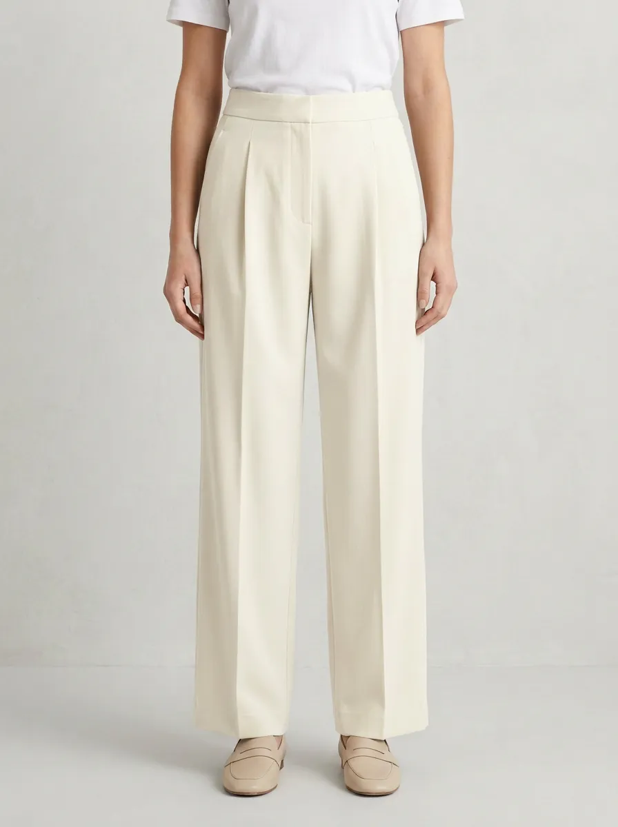 Minimal Profile Pleated Wide-Leg Trousers