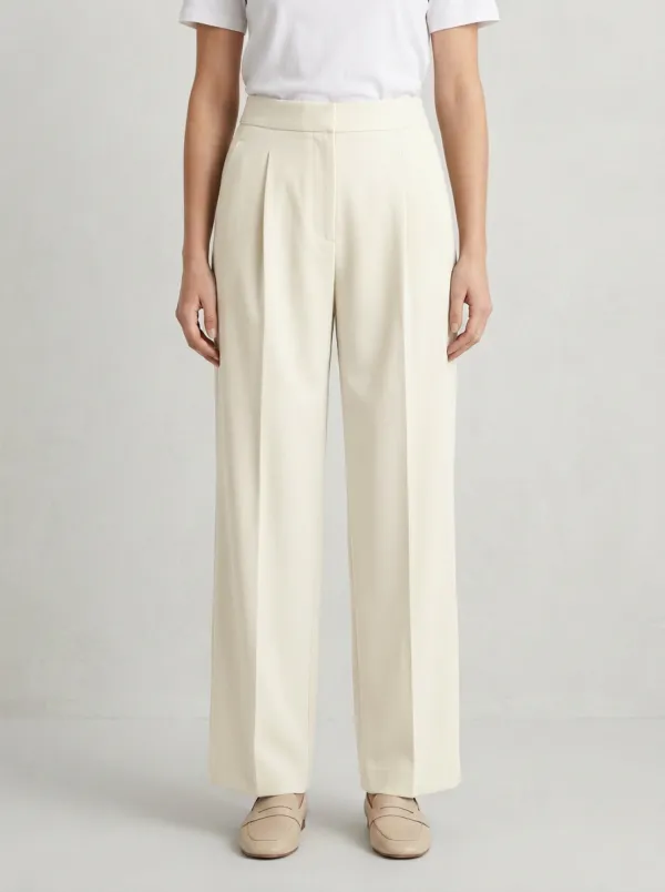 Minimal Profile Pleated Wide-Leg Trousers