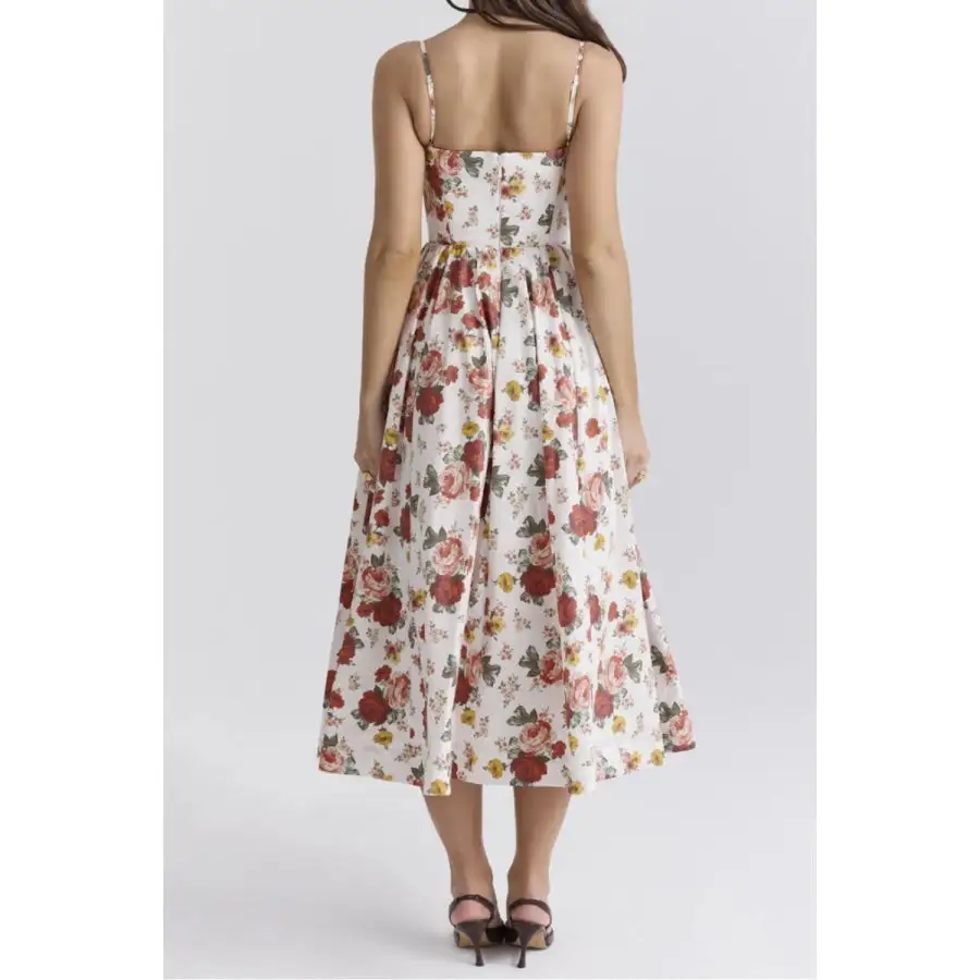 Modern Print Spaghetti Strap Midi Dress