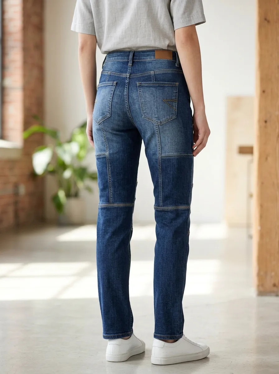 Women's Casual Fashion Patchwork Stitched Denim Jeans