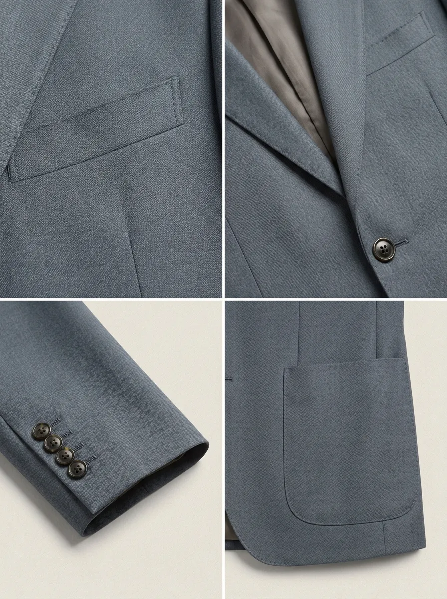 Men's Formal Business Grey Solid Color Blazer Jacket