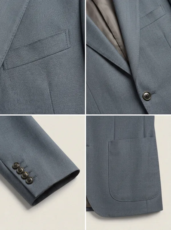 Men's Formal Business Grey Solid Color Blazer Jacket