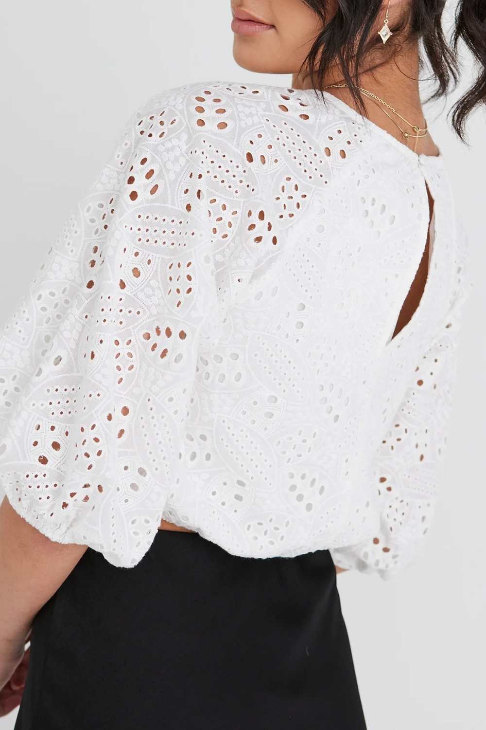 White Eyelet Crop Top
