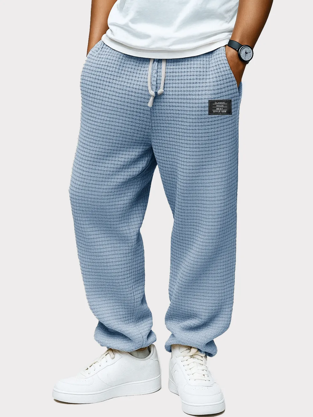 Clean Cut Textured Knit Drawstring Trousers