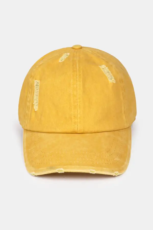 Pigment Washed Distressed Denim Baseball Cap