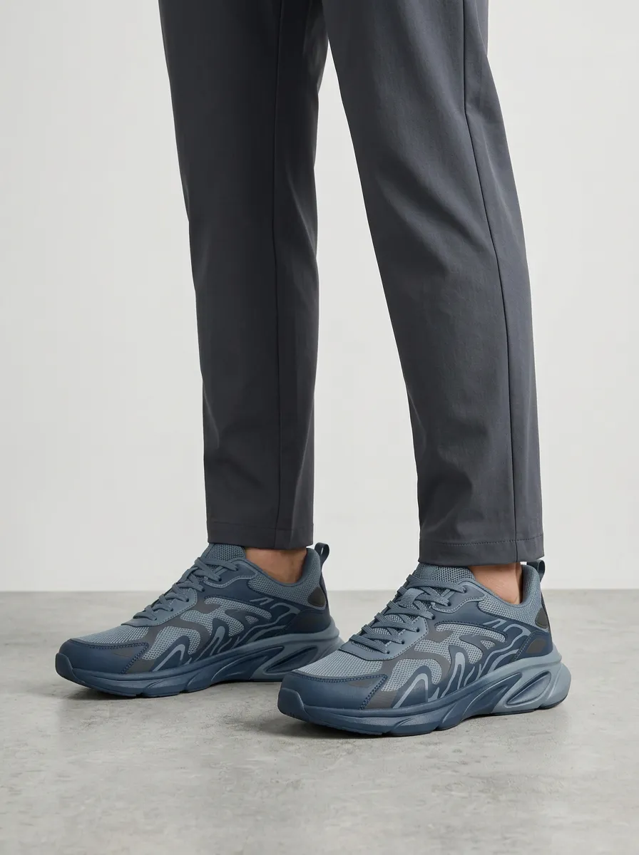 Unisex Abstract Wave Pattern Print Sneakers