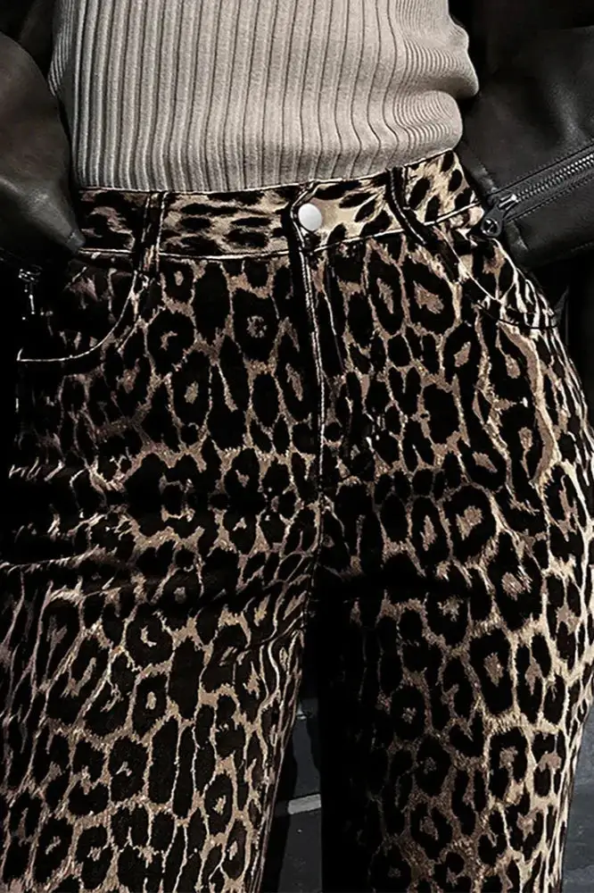 Leopard-Print Casual Pants