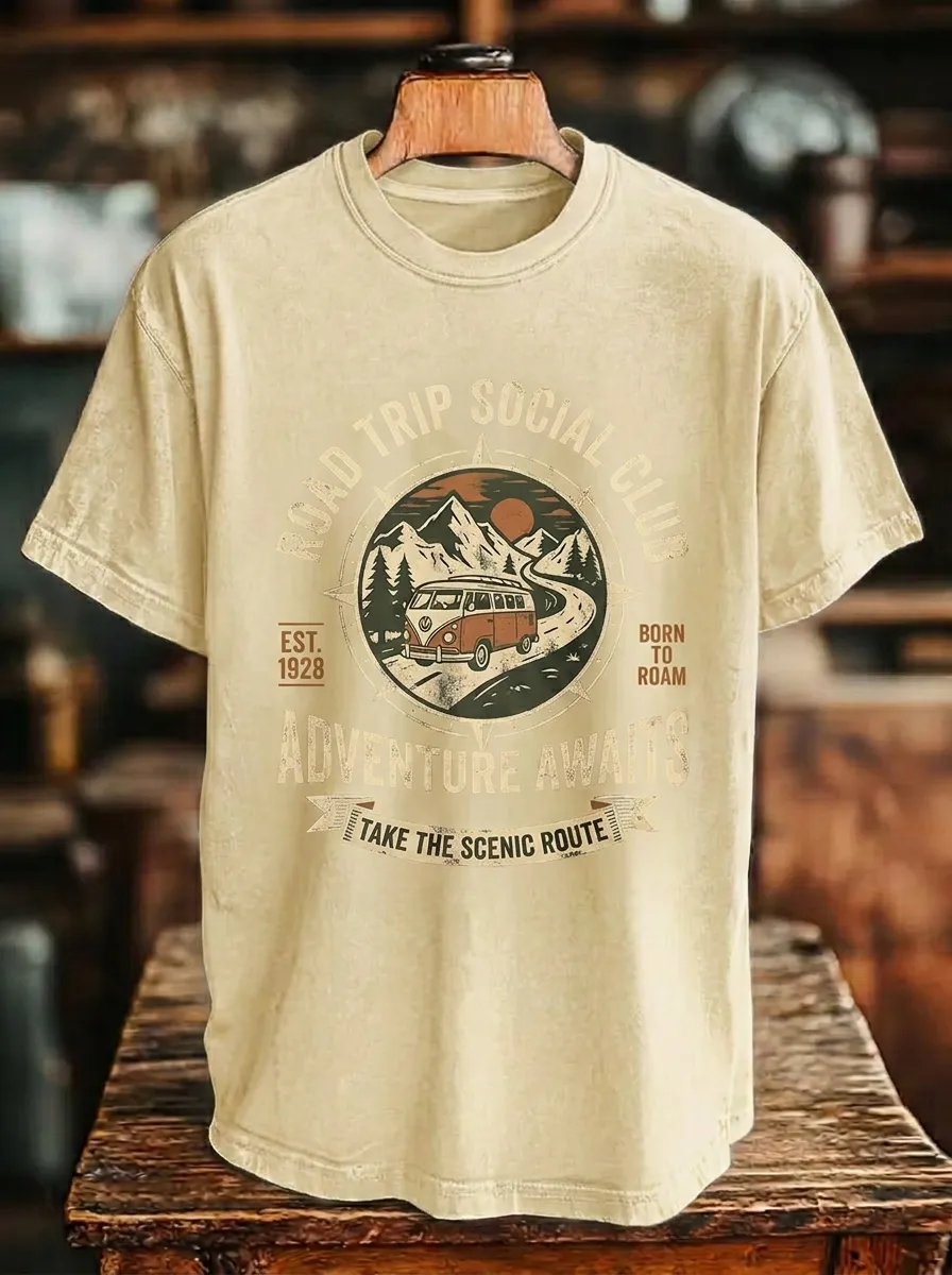 Unisex Road Trip Adventure Camper Van Printed T-shirt