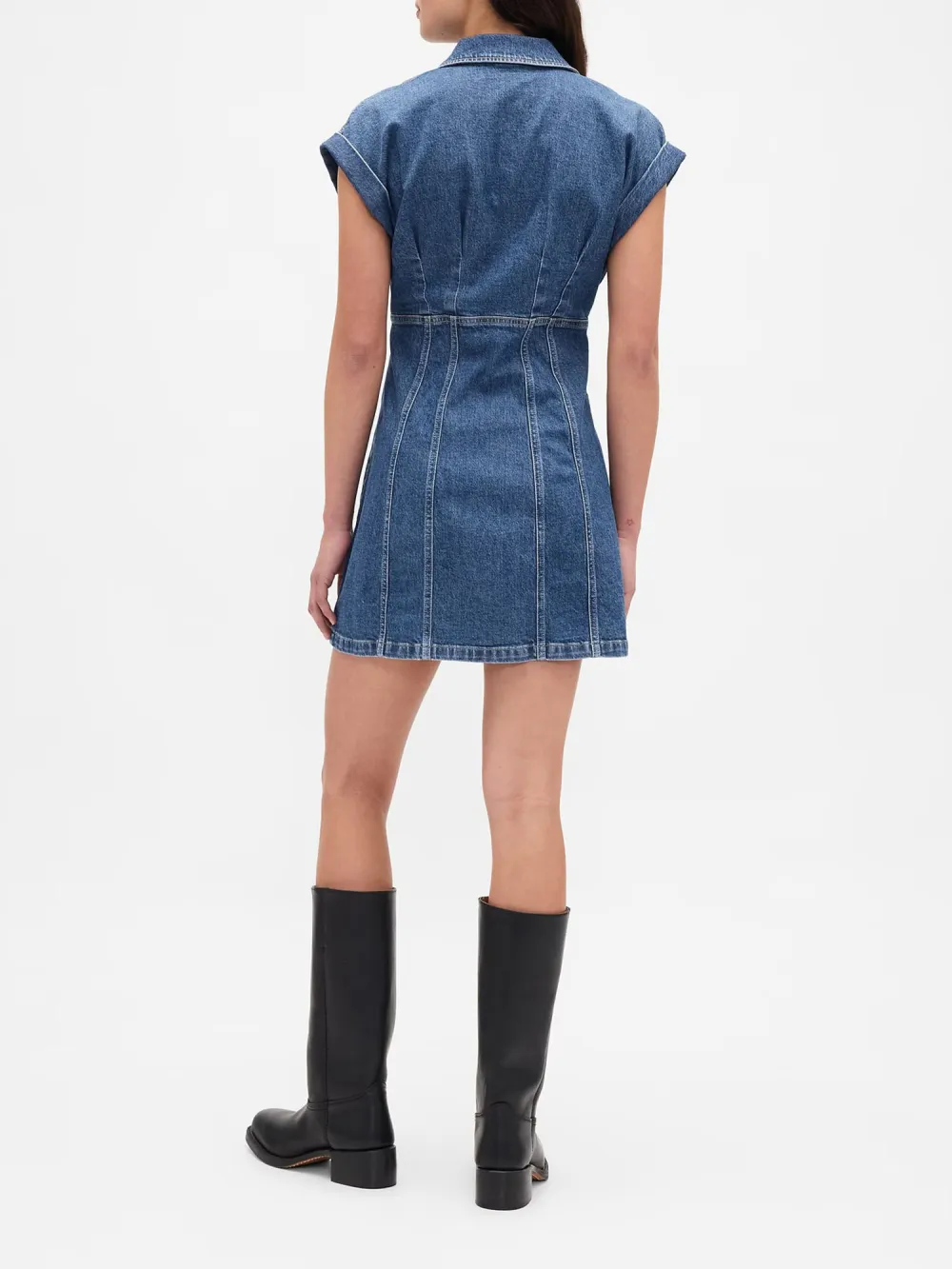 Button Open V-Neck Dress