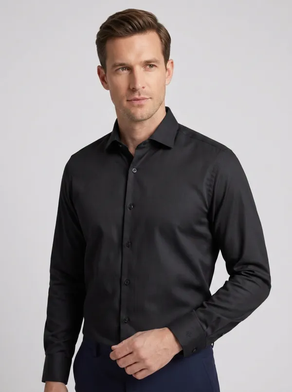 Men's Business Casual Non-Iron Cotton Light Blue Dress Shirt