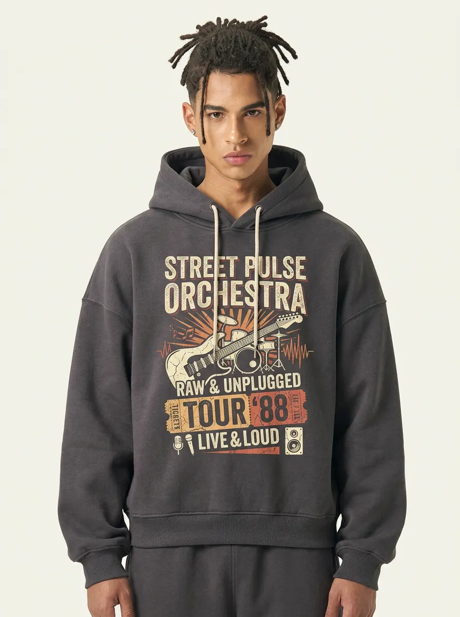 Men‘s Rock Band 88 Tour Guitar Printed Hoodie
