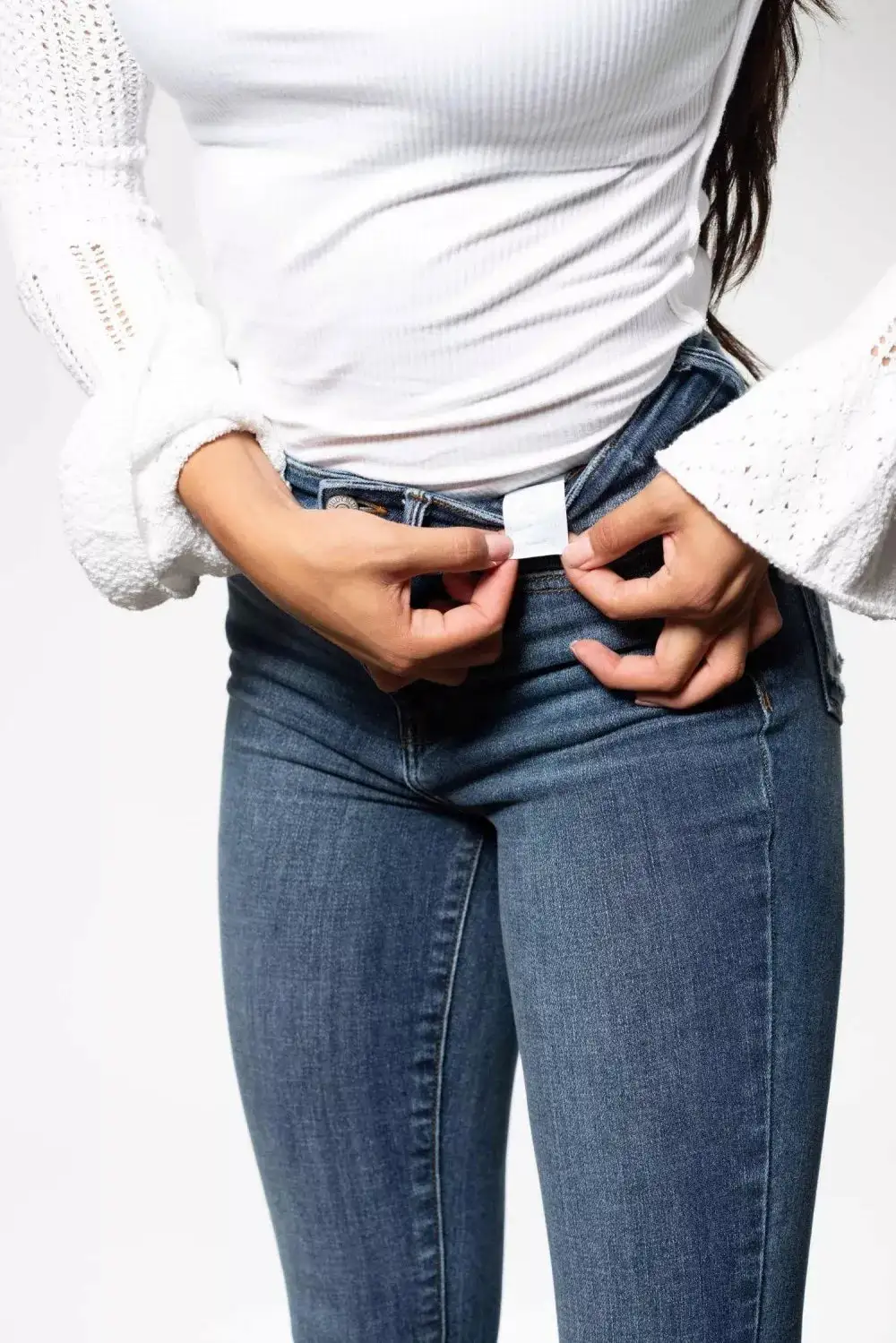 Denim High Rise Skinny Fit Asymmetric Jeans