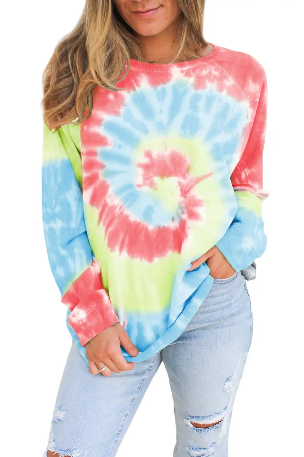 Ombre Tie Dye Loose Leisure Sweatshirt