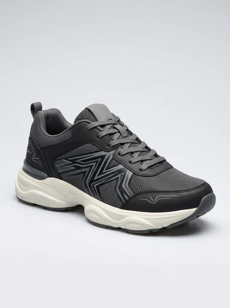Men's Charcoal Grey Minimalist Geometric Athletic Sneakers