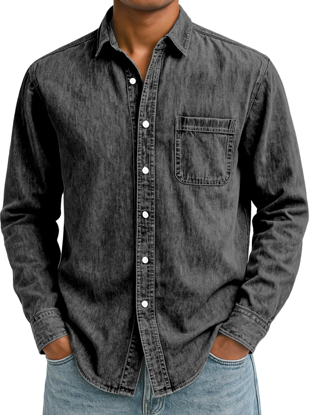 Relaxed Long Sleeve Open Collar Shirt
