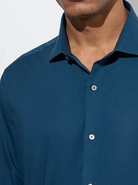 Light Teal Ultra Skinny Cotton-Blend Shirt