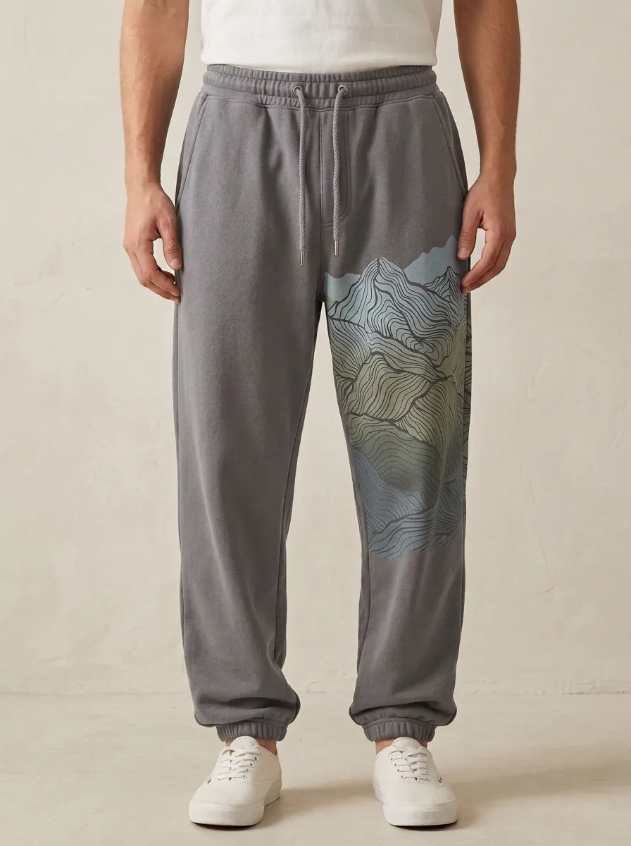 Mountain Line Illustration Cuffed Joggers
