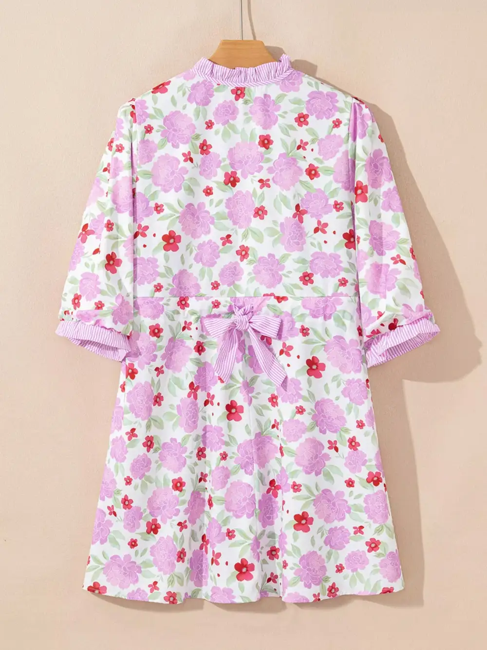 Floral Striped Ruffle Mini Dress