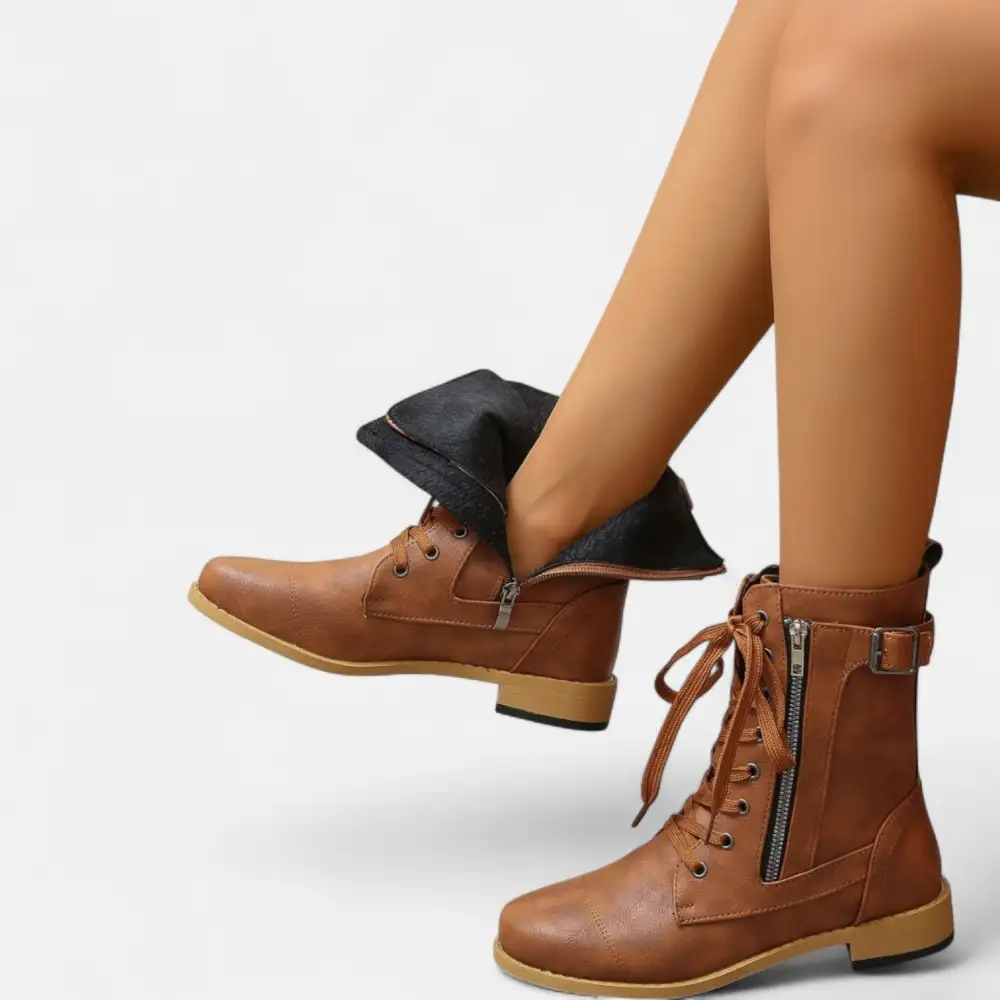 Lace Up Buckle Strap Combat Boots