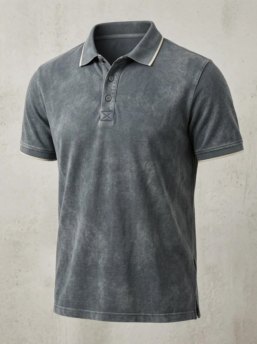 Contrast-Trim Vintage-Inspired Men's Polo Shirt