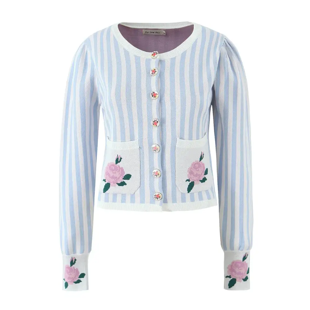 Striped Button Knit Cardigan
