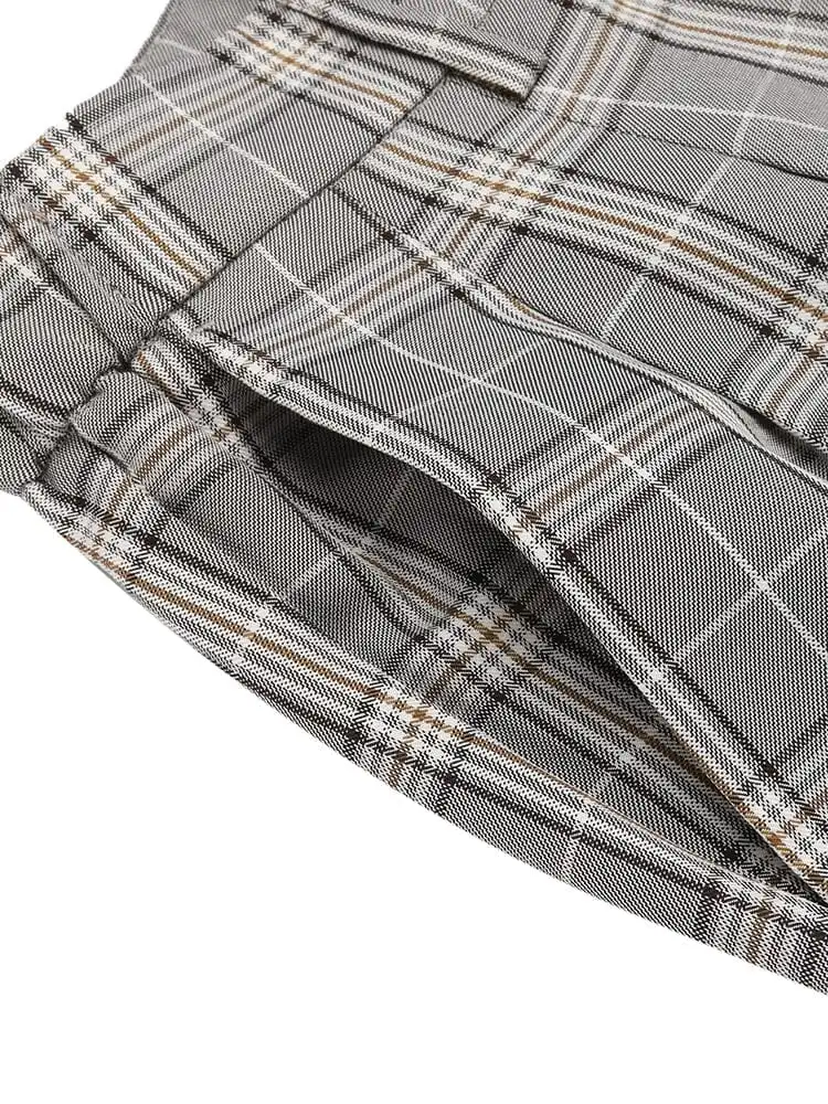 Casual Plaid Suit Pants