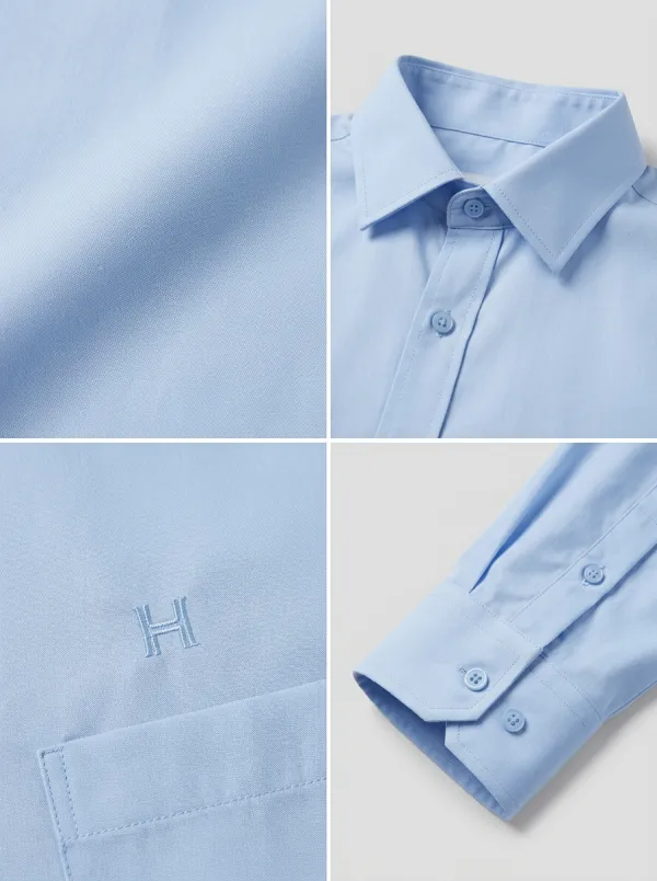 Men's Non-Iron Cotton Light Blue Solid Button Down Shirt