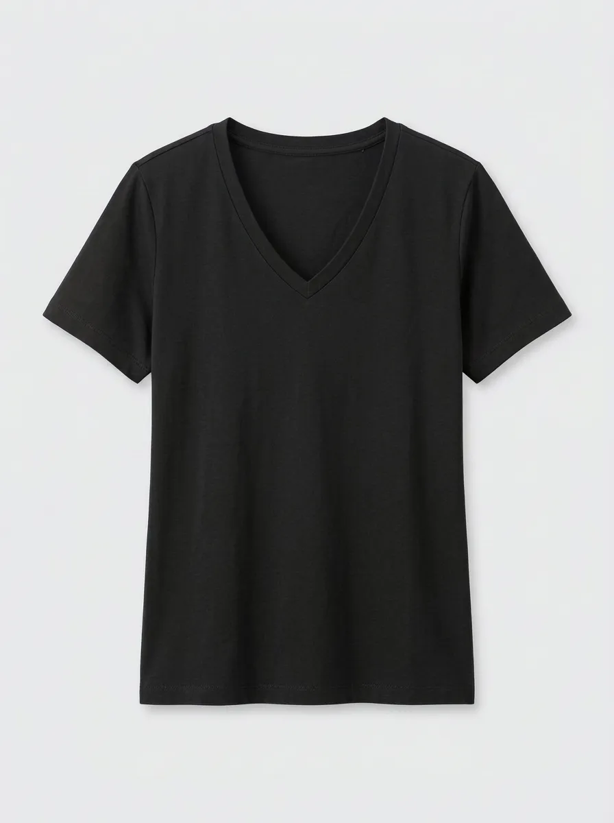 Women's Short-Sleeve Minimalist V-Neck T-Shirt
