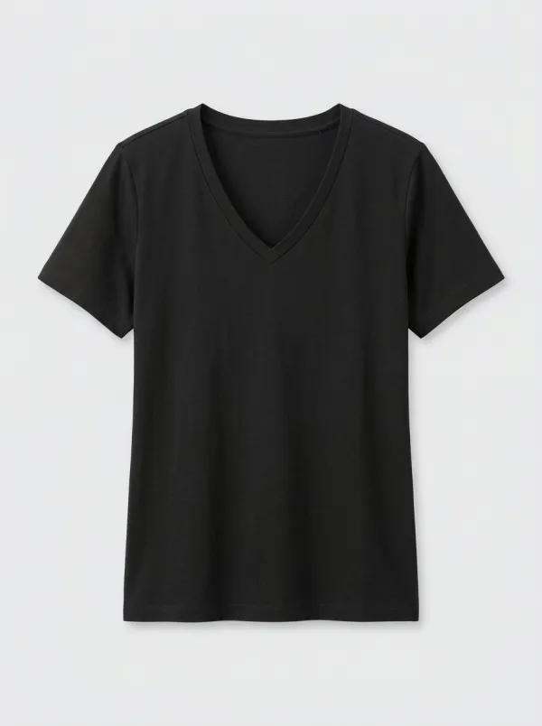 Women's Short-Sleeve Minimalist V-Neck T-Shirt