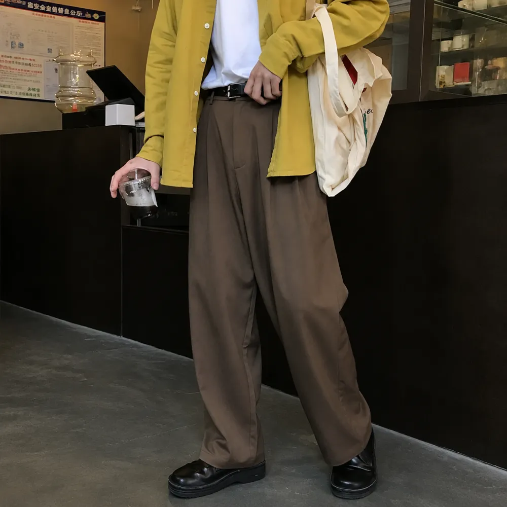 Double Pleated Wide Leg Trousers