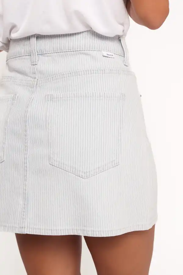 Denim Striped High Rise Skirt