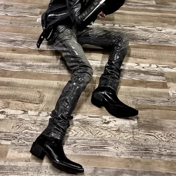 Mercury Sheen Oil-Slick Coated Jeans