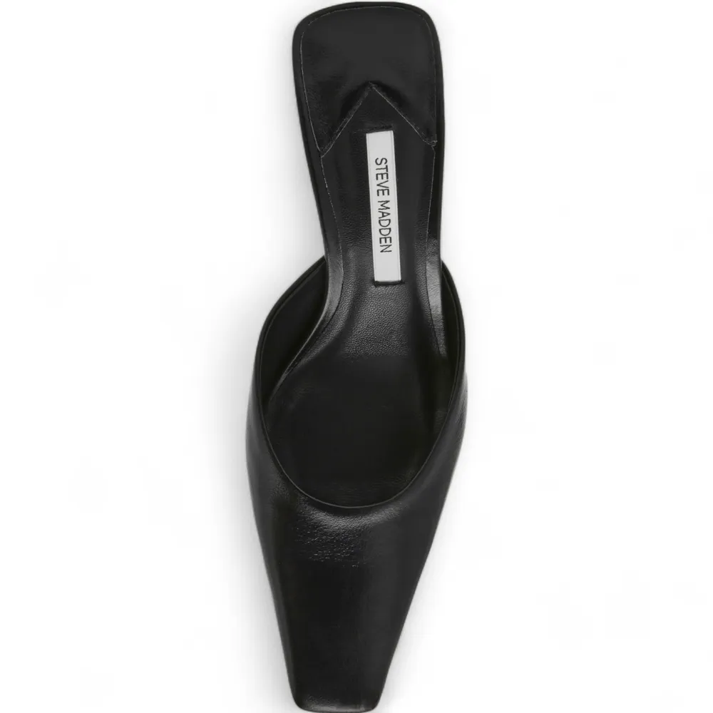 Alyse Squared-off Toe And Sculptural Flared Heel Mule