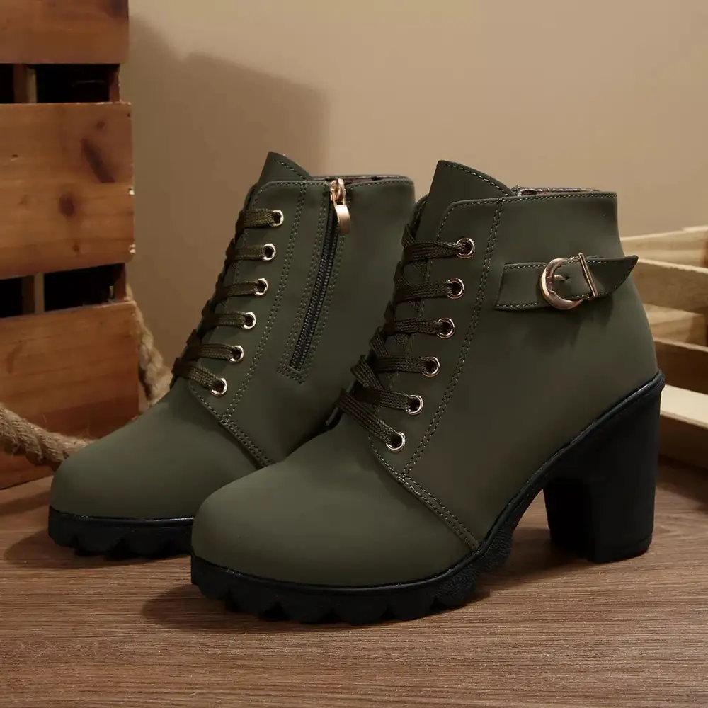 Essential Lace-Up Block Heel Boots