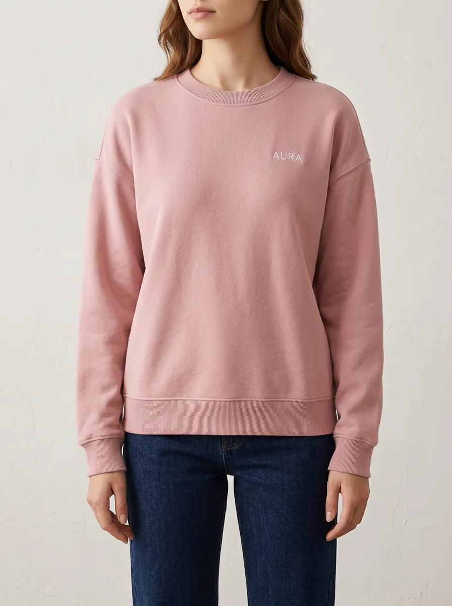 Women's Minimalist Aura Letter Embroidered Printed Sweatshirt