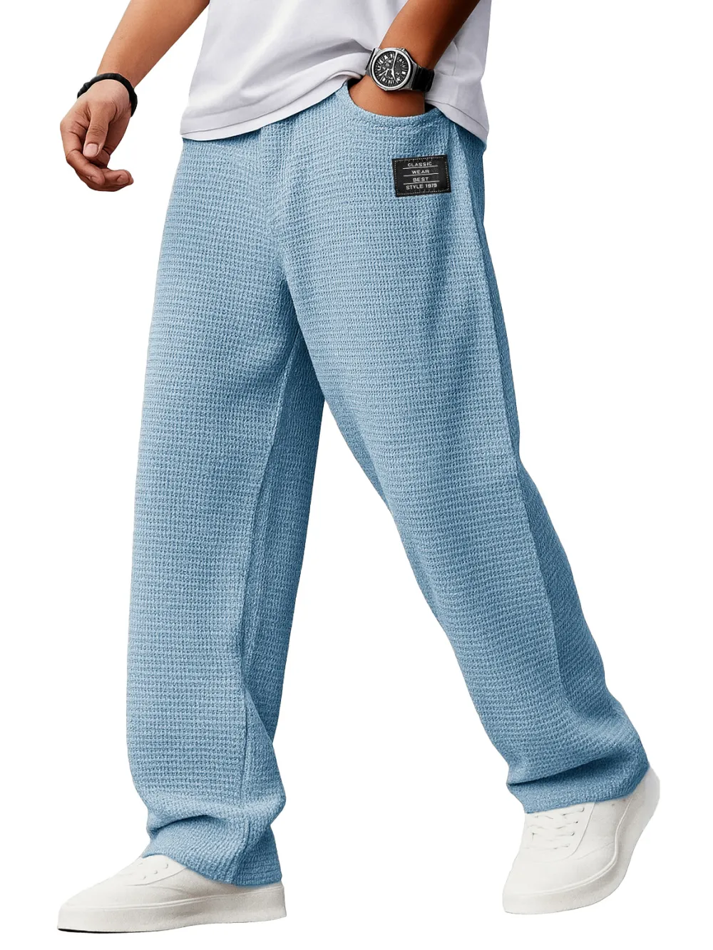 Textured Knit Drawstring Pants