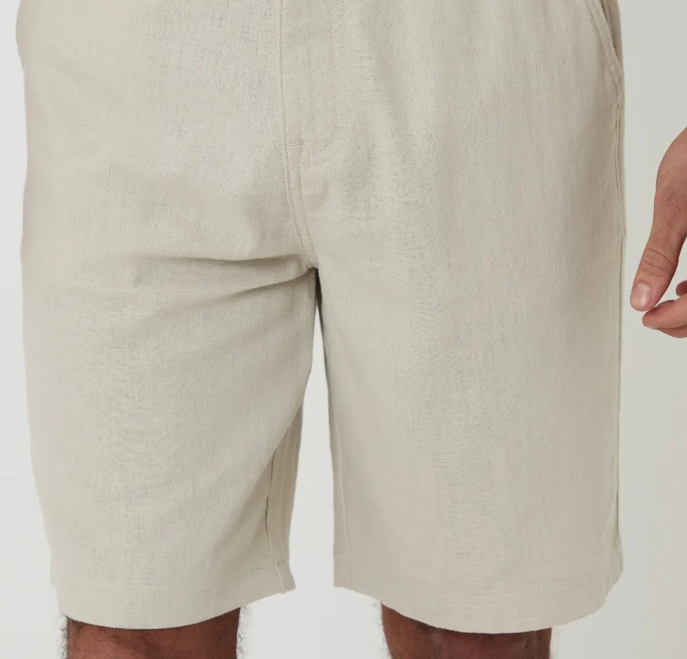 Light Stone Linen-Blend Shorts