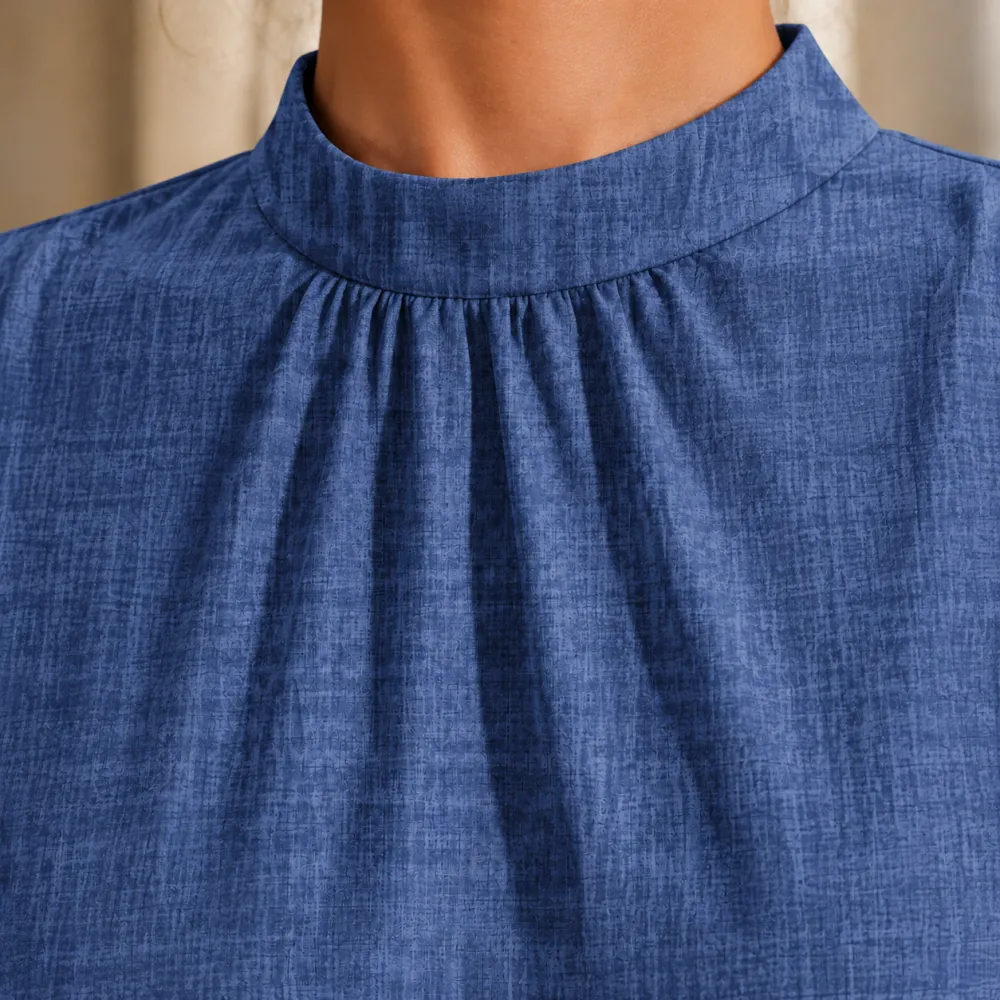 Asymmetric Mock Neck Casual Dress