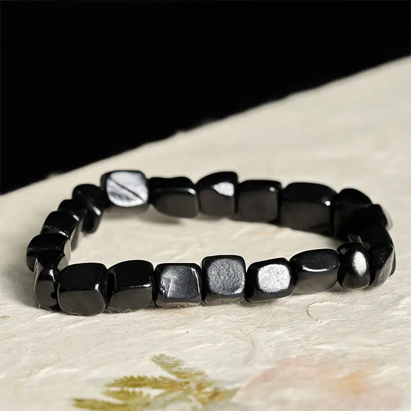 Natural Shungite Stone Beaded Bracelet