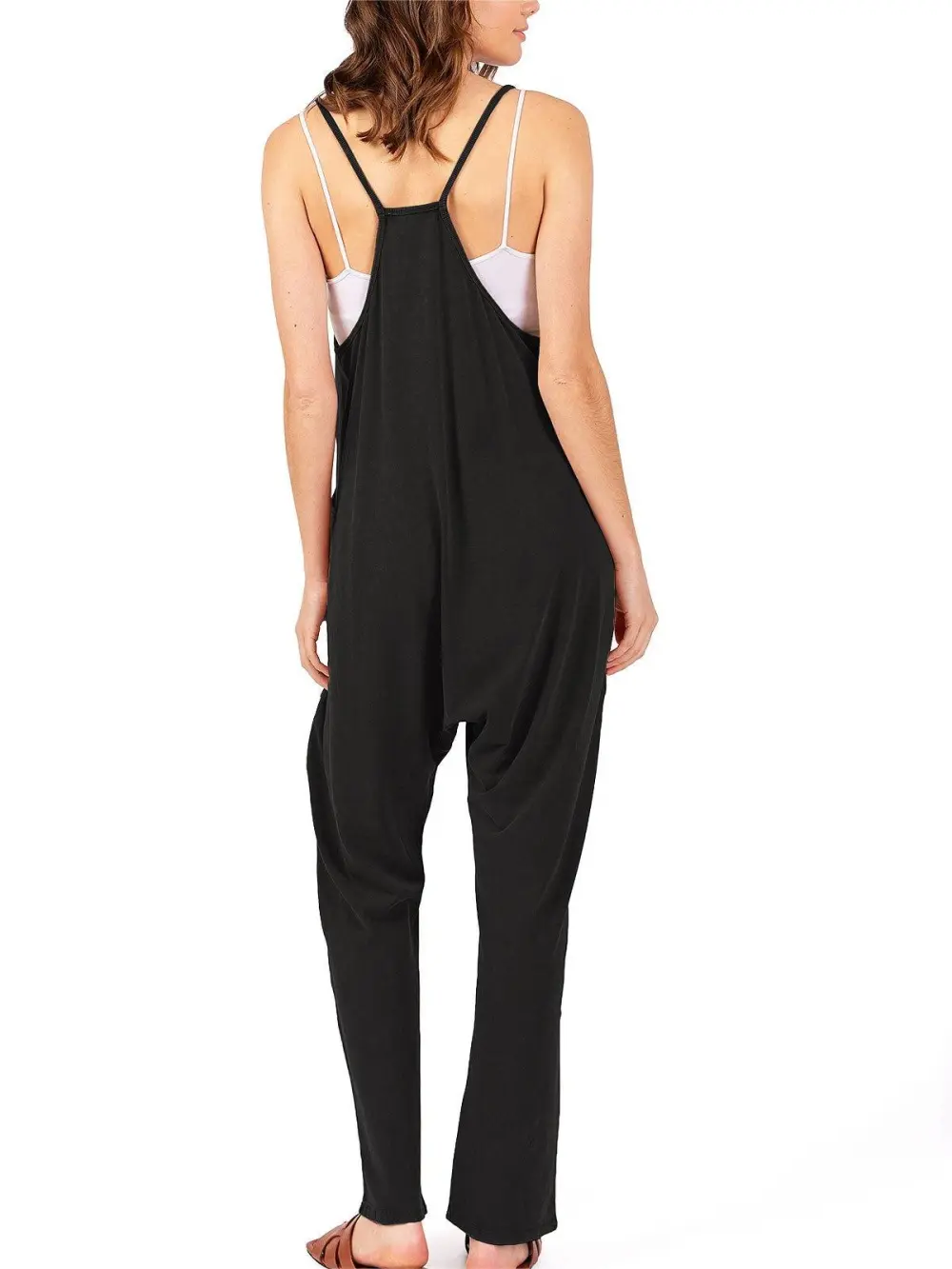 Rust - Colored Sleeveless Loose Jumpsuit