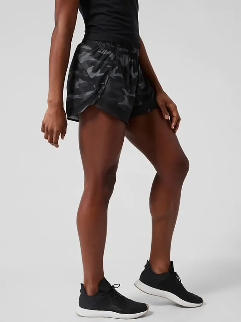 Black Patterned Athletic Shorts For Edgy Active Style